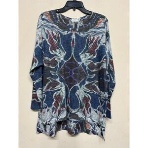 Atelier5 Abstract Art Knit Top Medium Made in USA Long‎ Sleeve Boho